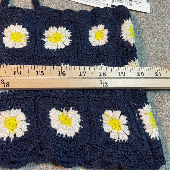 BP Crochet Crop Camisole In Navy Blazer Daisy Size XL - Picture 5 of 7